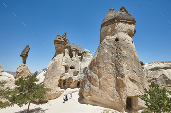 Picturesque rock formations in Pasabag valley. Hump situation landmark in Turkey