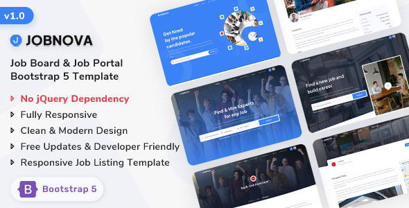 Jobnova – Job Board, Job Portal and Job List Bootstrap 5 Template