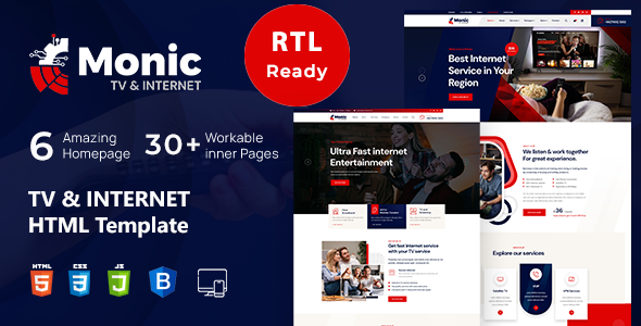 Monic – TV & Internet HTML Template & RTL Ready