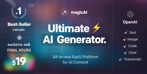 MagicAI – OpenAI Jabber, Textual dispute, Image, Chat, Code Generator as SaaS