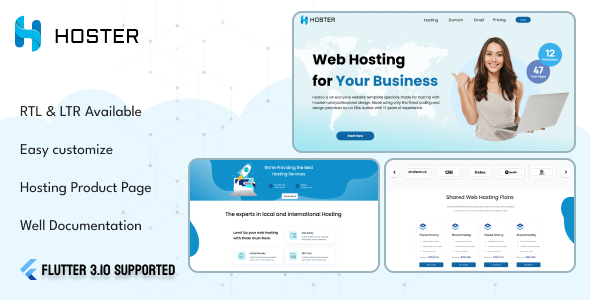 Hoster – Up-to-the-minute Web Web web hosting Flutter Template Landing Page