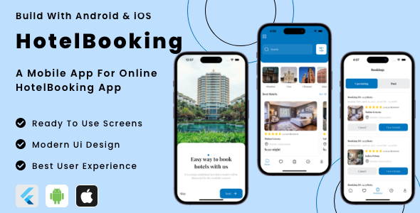 HotelBooking App – On-line Ideal Resort Booking Solution Flutter App | Android | iOS Cell App Tem