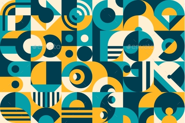 Summary Azure Blue and Yellow Bauhaus Pattern