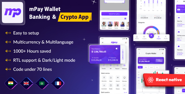 Mpay – Banking & E-Cash Pockets | FinPay | Finance | Cash Transfer | Pockets | React Native Ui Kit