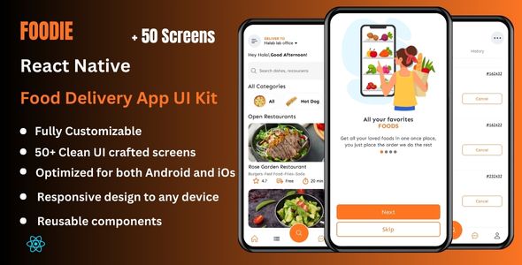 Foodie – Food Provide React Native CLI Ui Package