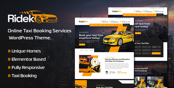 Ridek – Online Taxi Reserving Carrier WordPress Theme