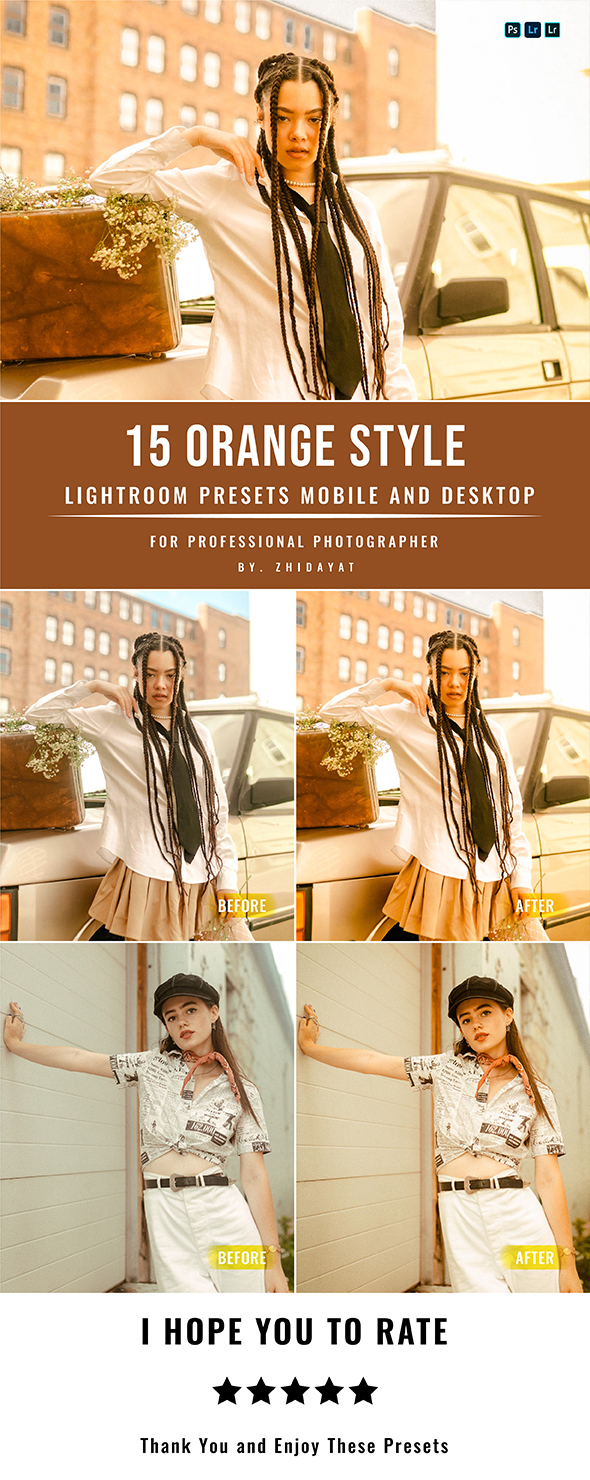 15 Orange Mannequin Lightroom Presets