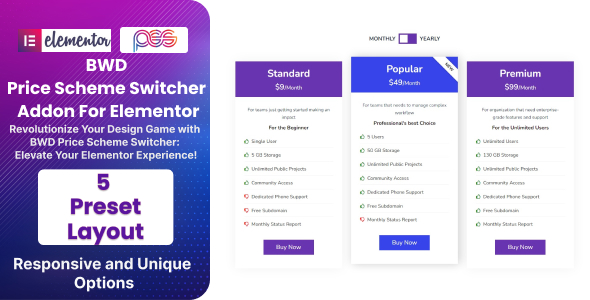 BWD Pricing Diagram Switcher Addon For Elementor