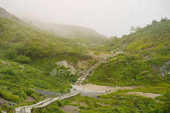 panorama within the mountains, travelling perception.