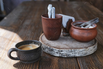 Clay crockery for espresso serving