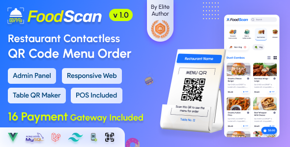 FoodScan – Qr Code Restaurant Menu Maker and Contactless Desk Ordering Plot with Restaurant POS