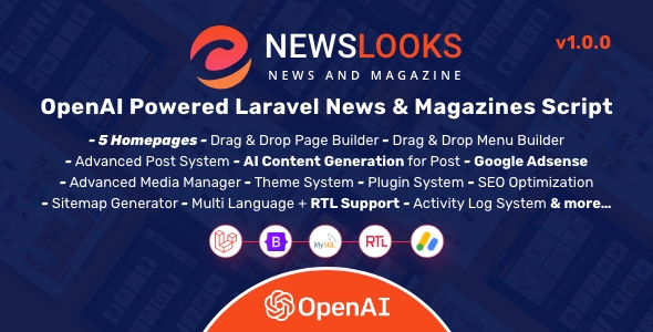 NewsLooks | OpenAI Powered Laravel Recordsdata & Magazines Script