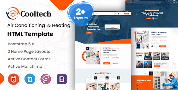 Cooltech – Air Conditioning & Heating HTML Template