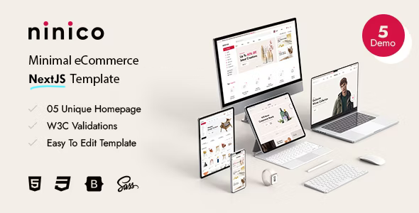 Ninico – Minimal eCommerce React NextJS Template
