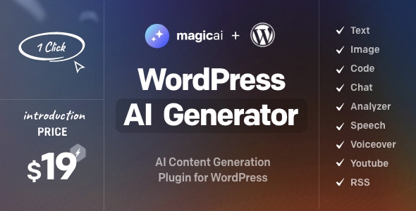 MagicAI for WordPress – AI Textual content, Image, Chat, Code, and Bid Generator