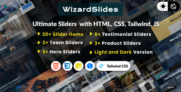 WizardSlides – Ultimate Slider Sequence with HTML CSS Tailwind JS