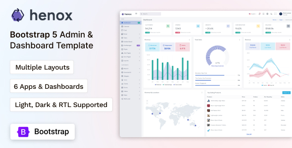 Henox – Bootstrap 5 Admin Structure & UI Equipment Template