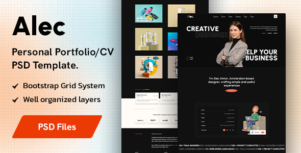 Alec – Private Portfolio/CV PSD Template.