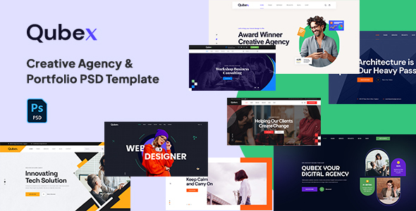 Qubex – Inventive Company & Portfolio PSD Template