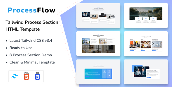 ProcessFlow – Tailwind CSS Course of HTML Template