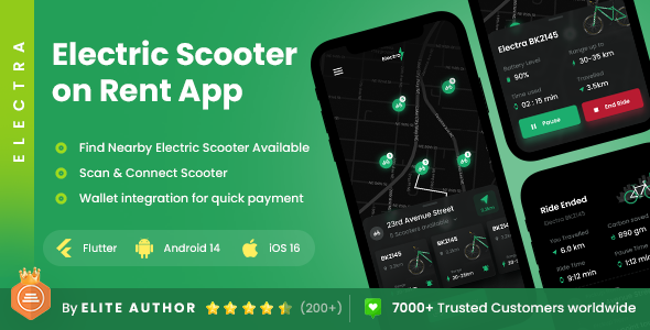 2 App Template| Electrical Bike Rental App| Scooter on Rent App| Bike Rental App | Electra