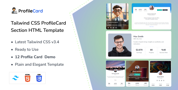 ProfileCard – Tailwind CSS Profile Card HTML Template