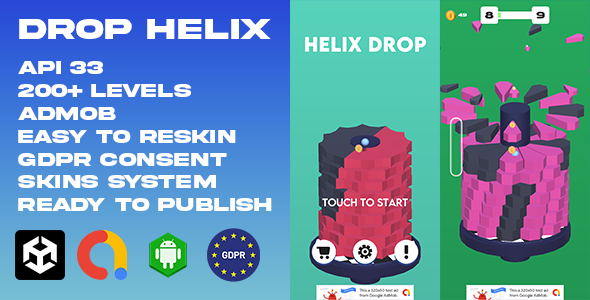 Drop Helix (200 Ranges  Staff spirit Sport Template + Admob Adverts + GDPR Consent)