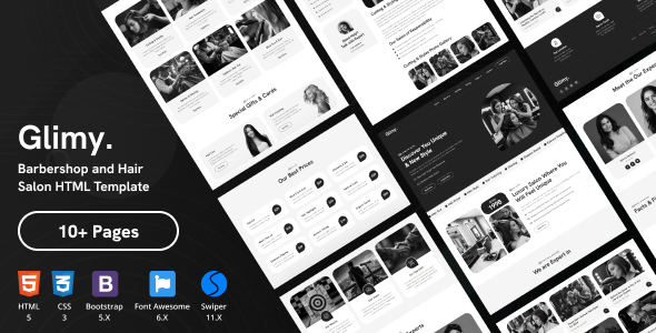 Glimy – Barbershop and Hair Salon HTML Template