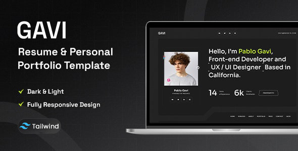 Gavi – Deepest Portfolio Resume Tailwind CSS Template