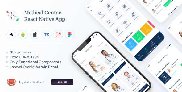 Demical – Medical Coronary heart React Native App | EXPO 50.0.2 | TypeScript | Redux Retailer | Admin Panel