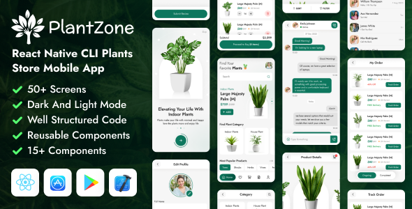 PlantZone – React Native CLI Flowers eCommerce Cellular App Template