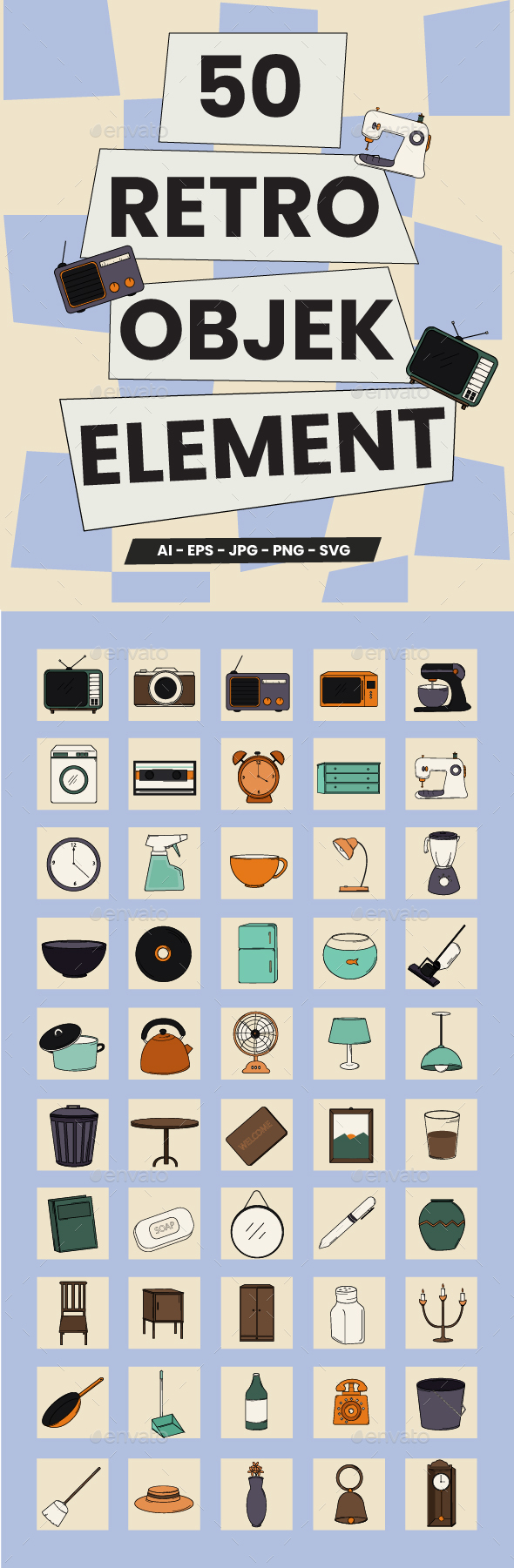 Retro Object Illustration Ingredient Pack