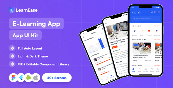 Be taught Ease – Flutter On-line Coaching Discovering out App Template | Academic Route App | Ui Package