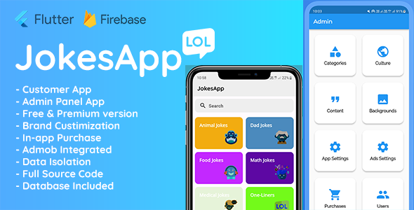 Jokes App – Cell Flutter Software program program, Buyer App and Admin Panel App