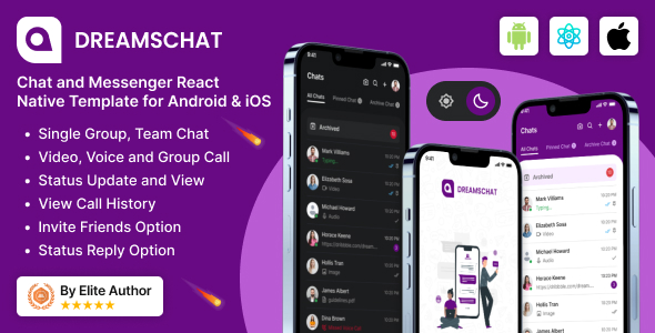 DreamsChat – Chat and Messenger React Native Template for Android & iOS