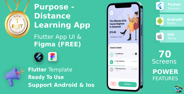 Distance Learning App | UI Bundle | Flutter | Figma FREE | Existence Time Change | Motive