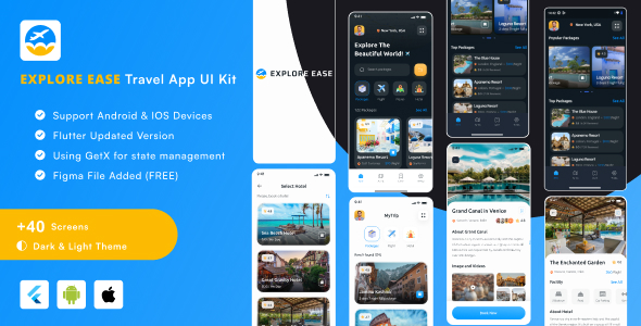 Find Ease – Flutter Shuttle App Template | UI Equipment | Figma FREE