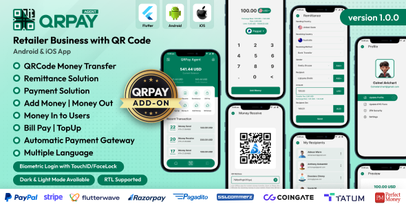 QRPay Agent – Retailer Commerce with QR Code Android and iOS App