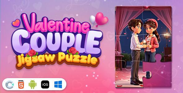 Valentine Couple Jigsaw Puzzles [ Construct 3 , HTML5 ]