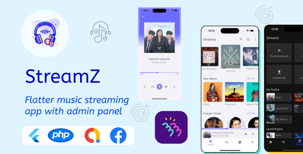 Streamz – A music streaming Flutter app with admin panel