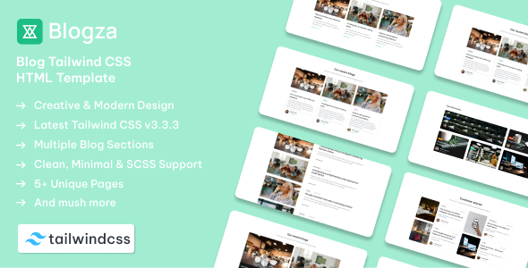 Blogza – Weblog Web page Tailwind CSS 3 HTML Template