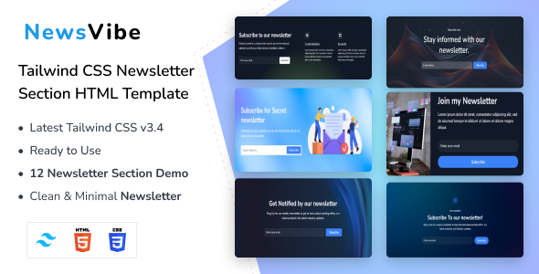 NewsVibe – E-newsletter Half Tailwind CSS 3 HTML Template