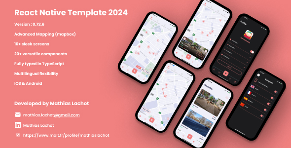 React Native Cellular App Template v0.72.6 Typescript : Developed Mapping (Mapbox)