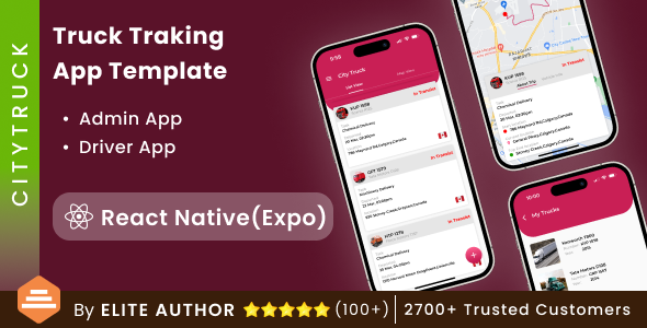Truck Monitoring Consumer App + Driver App Template | 2 Apps | Truck App | React Native | CityTruck
