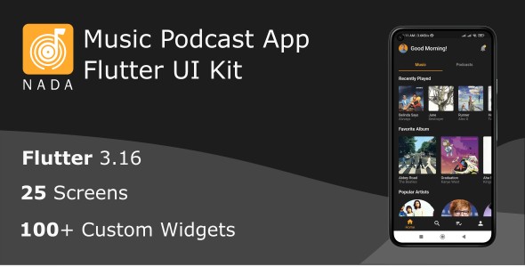 Nada – Tune and Podcast Flutter UI Equipment