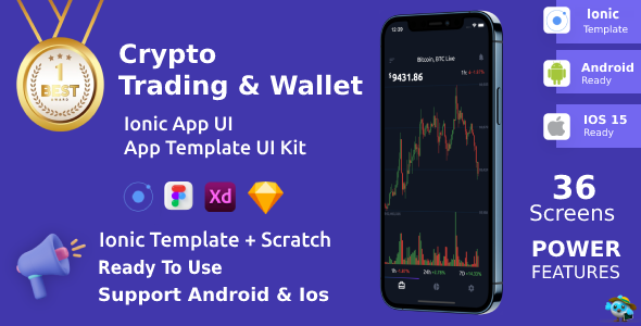 Crypto Buying and promoting Android + iOS + Figma + XD + Sketch | Ionic | Template | Existence Time Replace