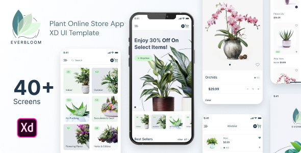 Everbloom – Plant On-line Retailer App XD UI Template