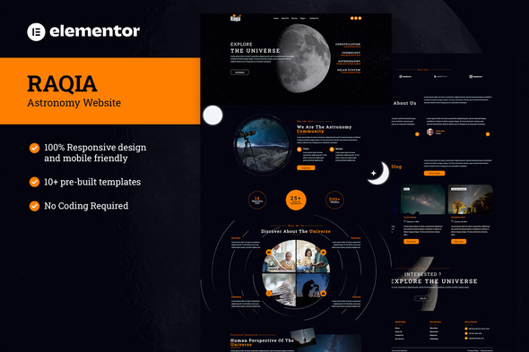 Raqia – Astronomy Elementor Internet location Template Tools