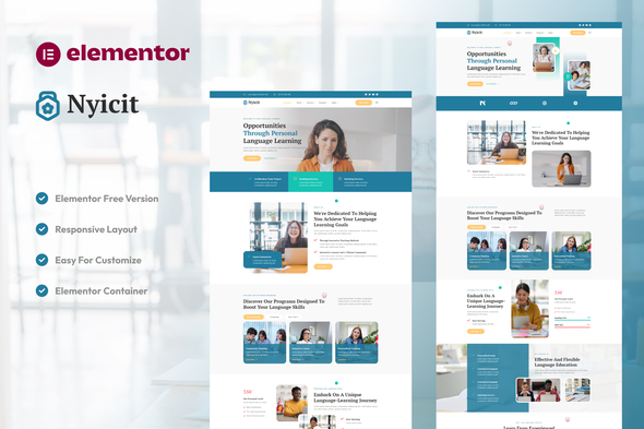 Nyicit – Language Path & Studying Coronary heart Elementor Template tools