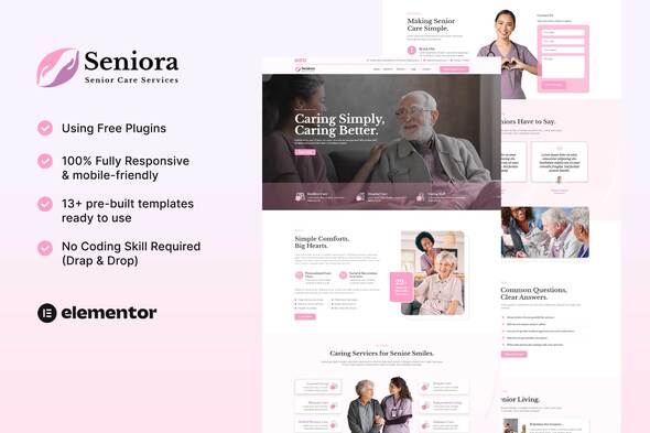 Seniora – Senior Care Merchandise and firms Elementor Template Tools